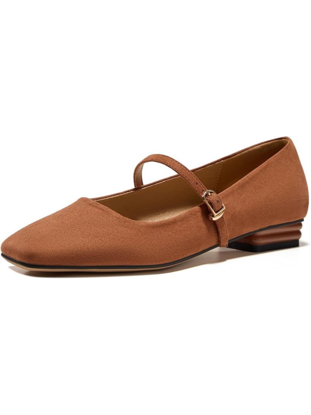 GotSoft Women's Brown Rubber Faux Leather Closed Toe Buckle Slip On Classy Shoes
